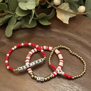 Indiana University Bracelets |SET OF 3 |Team Stackable Bracelets |Personalized